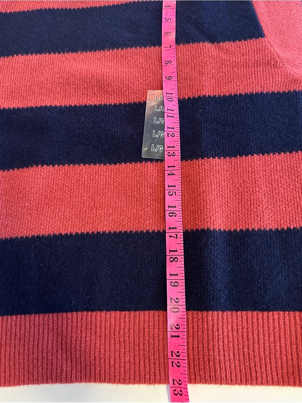 Ladies Uniqlo Crewneck Stripe Sweater - Orange/Rust and Navy - Picture 8 of 9
